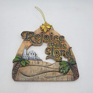 "Rejoice in the Lord" Religious Holiday Christmas Ornament Heavy Resin Star Palm